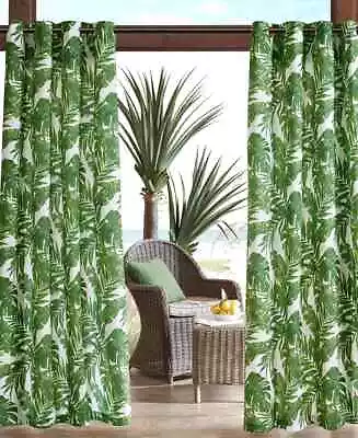 Madison Park Everett Palm Grommet Outdoor Single Panel Curtain 54  X 108  Green • $34.99