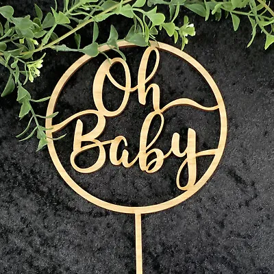 Oh Baby Cake Topper. Baby Shower Cake Decoration. Baby Hoop. Acrylic / Timber. • $18