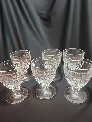 Set Of 6 Villeroy Boch BOSTON Water & Claret Wine Lead Crystal Germany  • $60