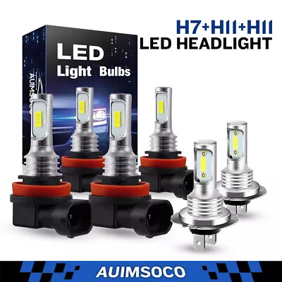 Super Bright Combo LED Headlight H7+H11+H11 High+Low Beam+Fog Light Bulbs 3 Sets • $35.99