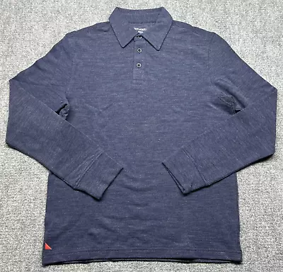 UNTUCKit Dao Polo Shirt Mens S Reg Fit Navy Blue Long Sleeve Cotton Blend New • $34.99