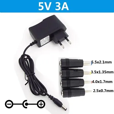 AC/DC 5V 3A Power Supply Adapter Universal Charger 5.5*2.1mm 2.5*0.7mm Converter • £3.47