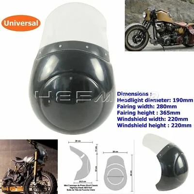 Vintage Motorcycle Headlight Fairing W/ Windshield For Cafe Racer Headlight Mask • $82.79