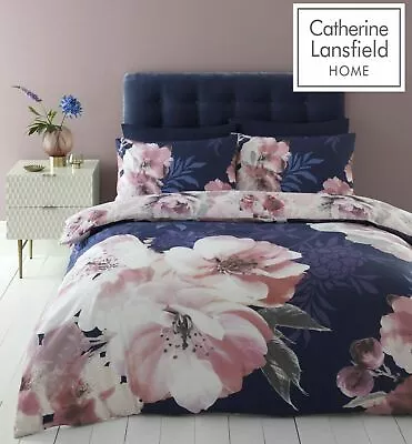 £14.99 • Buy Catherine Lansfield Dramatic Floral Easy Care Duvet Cover Bedding Set Navy 