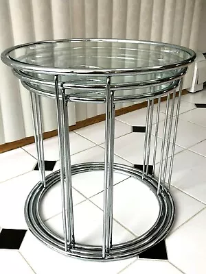 1970's Chrome Glass Stacking Tables (3) Mint  Milo Baughman Round Mid Century  • $650
