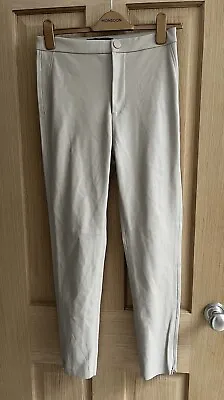 Zara Ladies Trousers Size M 10 12 Cream Stone Leather Look Faux Slim Skinny  • £15