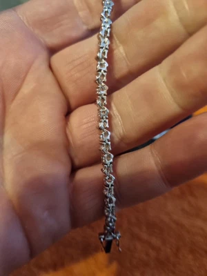 £1.20 • Buy Stunning 925 Sterling Silver Cubic Zirconia Bracelet Unusual 7.5 Inch Lot C