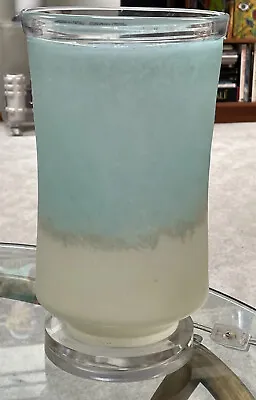 Vtg Art Glass Studio Boudoir Satin Frosted Textured Sand Blue Glass Lucite Lamp • $34.99