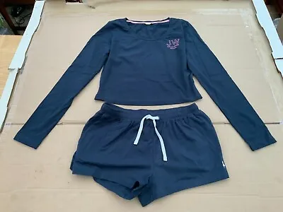 Jack Wills Navy Women's Lounge PJ LS Top & Shorts Set UK 4 New • £25.99