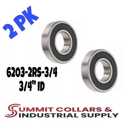 6203-2RS-3/4  Ball Bearing 6203 -12- 2RS  Bearings 3/4 X 40 X 12   ID: 3/4  2PK • $9.49