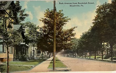 Meadville PA Park Ave Residential Street View Antique Pennsylvania Postcard 1912 • $11.06