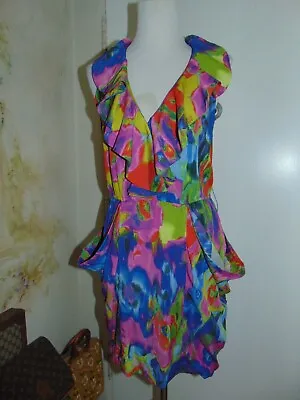 H&M Garden Collection Short Ruffled Dress 6 Floral Tencel Fabric Big Pockets • $19.95