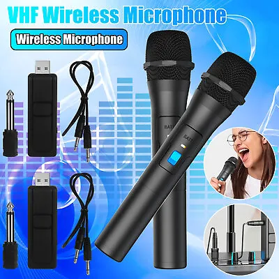 2PCS Wireless VHF Professional Microphone Handheld Mic System Karaoke W/Receiver • $25.48