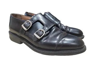 Kenneth Cole Reaction Black Leather Cap Toe Double Monk Strap Dress Shoes 7.5 D • $44.99