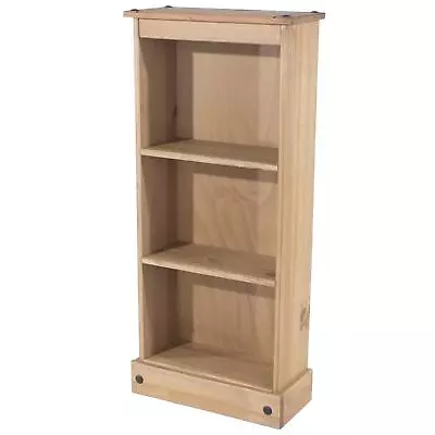 3 Tier Solid Pine Bookcase Narrow Display Shelving Storage Unit Wood Furniture • £51.99