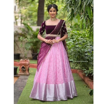 $84.21 • Buy South Indian Traditional Half Saree Lehengha Silk Party Wear Style Free Shipping