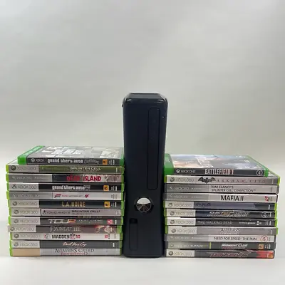 $149.99 • Buy Microsoft Xbox 360 S 250GB Gaming Console Black 1439 Bundle
