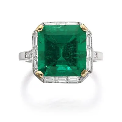 7ct Syn Columbian Emerald Asscher Promise Ring Fine Silver Engagement Jewellery • $255