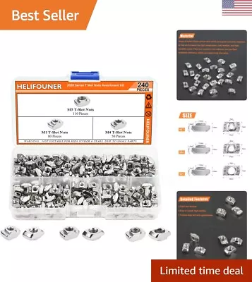 240-Piece T Nut Assortment Kit - M3 M4 M5 Sizes - Nickel Plated Carbon Steel • $18.99