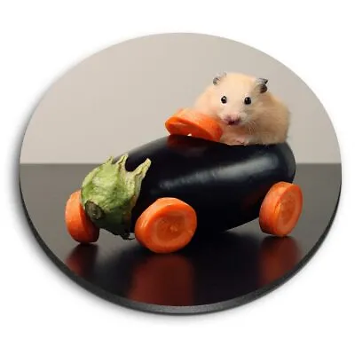 Round MDF Magnets - Ny Hamster Car Of Vegetables #21669 • £4.99