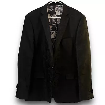 Elvis Presley Lansky Bros Memphis Wedding Jacket 46L -  Black Paisley Pattern • $110