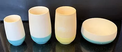 $7.99 • Buy Lot Of 4 Vintage MCM Vacron Bopp-Decker Tumblers And Bowl Made In USA (Stained)