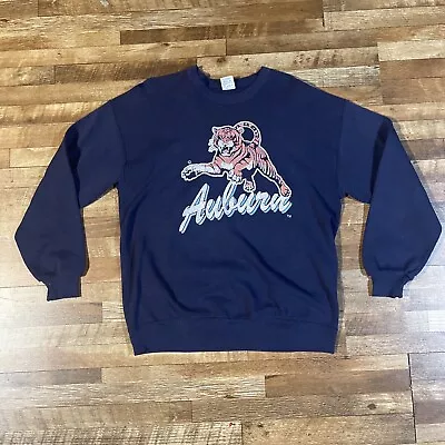 Vintage Auburn Tigers Sweatshirt XLarge White Blue Football 90s  Alpha Chi Omega • $21.99