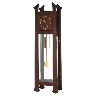 Antique Arts & Crafts Mission Stickley School Oak Grandfather Clock C1910 • $2120