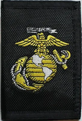 $11.99 • Buy US Marines Semper Fidelis EGA Eagle Globe Anchor Trifold Wallet Black Gold USMC