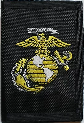 US Marines Semper Fidelis EGA Eagle Globe Anchor Trifold Wallet Black Gold USMC • $11.99