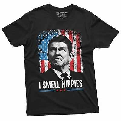 Men's I Smell Hippies T-shirt  US President Tee Funny 4th Of July Tee • $16.91