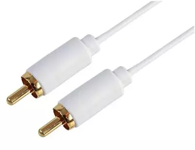 WHITE Slim 0.5m -10m 1x RCA Phono Male To Male GOLD Audio Speaker Cable Lead  • £3.95