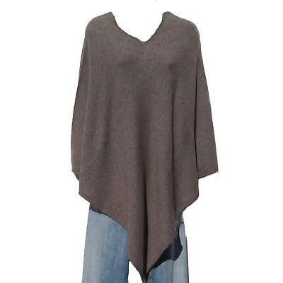 Poncho | 'V-Neck' | Cashmere Silk Wool Blend | Knit | Nepal | Taupe & Gray • $65.45