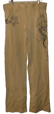 Vertigo Paris Womens M Tan Embroidered Studded Wide Leg Sweatpants RN#66297 • $26.25