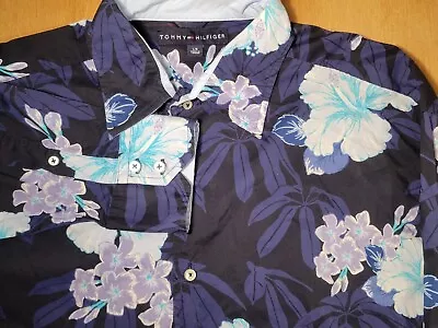 Vintage Tommy Hilfiger Mens Shirt Size Large Blue Floral Casual Long Sleeve  • $19.55