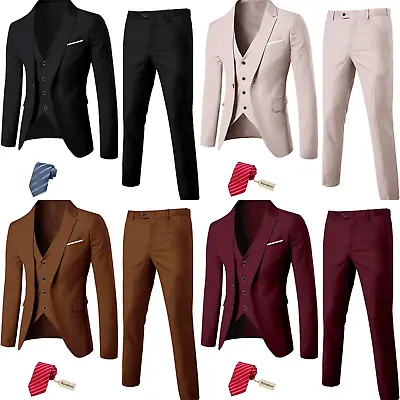 $97.19 • Buy 3 Piece Slim Fit Suit Set Imported Fabric One Button Premium Dinner Party Suit