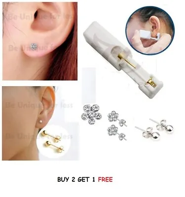 Piercing Gun Flower Crystal Sterlised Disposable Child Ear + Sterile Bezel Studs • £4.99