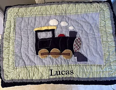 Pottery Barn Kids Ryder Train Standard Sham “Lucas” Embroidered • $10.50