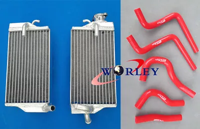 Aluminum Radiator + RED Hose For HONDA CR125R CR125 CR 125 R 2-STROKE 2004 04  • $75