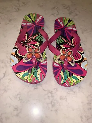 Ms Trish  Pink  Print   Butterfly Rubber Flip Flops Women's  Eu36/. Us 5 • $6.99