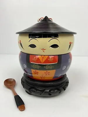 Yamanaka Japanese Kokeshi Bowls Lacquer Ware Spoon&Stand Bento Box Trinket Box • $40