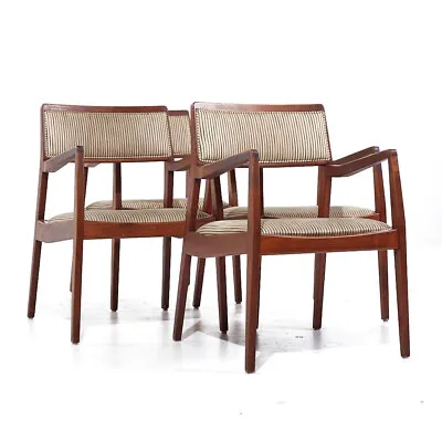 Jens Risom Mid Century Walnut Playboy Dining Chairs - Set Of 4 • $3847