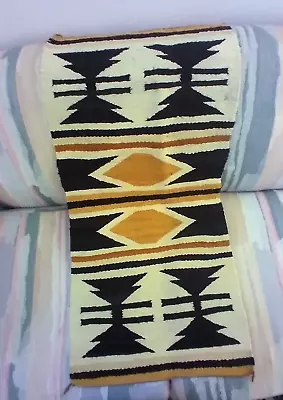 Vintage Navajo Handwoven Geometric Patterns Designed Reversible Rug 35  X17  • $125