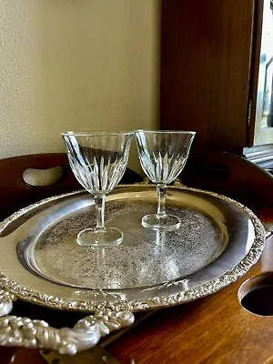 Vintage Wine Goblets Cut Crystal Cocktail Glasses Coupes Italy Barware Set~2 • $17.99