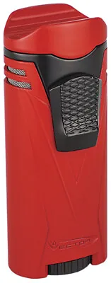 Red Matte Vector Ironquad Quad Flame Jet Torch Cigar Butane Lighter - 9310 • $54.95