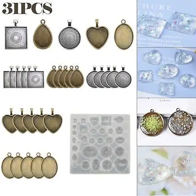 £8.09 • Buy 31x DIY Craft Resin Casting Molds Kit Silicone Mold Making Jewelry Pendant Mould