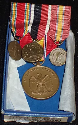 Korean War National Defense Medal & Three Mini Miniature Bar Victory Occupation • $31.50