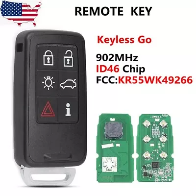 For Volvo S60 S80 VC60 VC70 XC60 SMART KEY KEYLESS REMOTE FOB KR55WK49266 902MHZ • $26.58