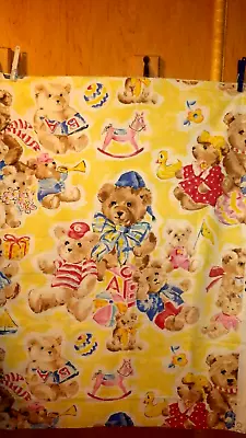 Vintage Cyrus Clark Teddy Bear Ball Yellow Duck Sailboat Fabric 54  W BTY • $9.98