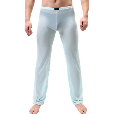 Men Mesh See Through Pajama Pants Nightwear Lounge Long Johns Trousers Underwear • $9.81